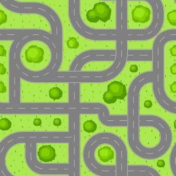 Seamless pattern top view of roads. Stock Illustration