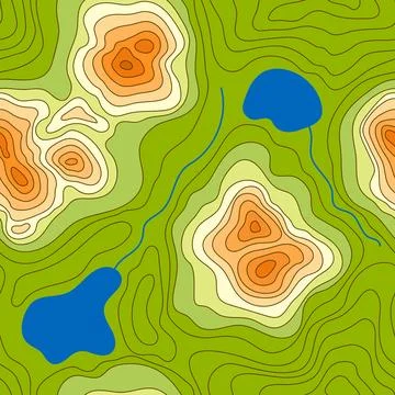 Seamless pattern topographic contour map. Landscape geodesy topography map... Stock Illustration
