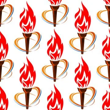 Seamless pattern with torch fire Stock Illustration