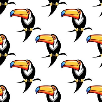 Seamless pattern of a toucan with a big bill イラスト素材
