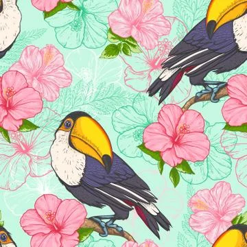 Seamless pattern with toucan Stock Illustration