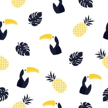 Seamless pattern toucan illustration. Stock Illustration