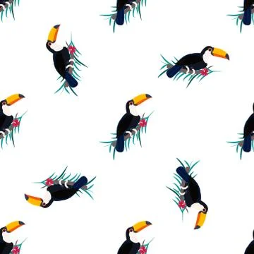 Seamless pattern with toucans. Can be used for textile, fabric. paper wrappin Stock Illustration