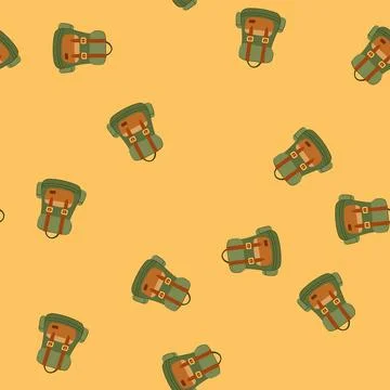 Seamless pattern tourism hiking backpack cartoon vector 스톡 일러스트