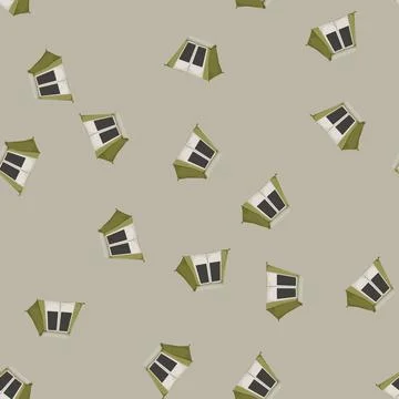 Seamless pattern tourism tent camp color icon vector Stock Illustration