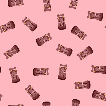 Seamless pattern tourist backpack camp cartoon vector Illustrazione stock