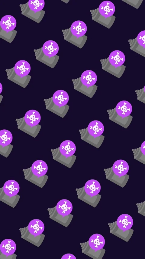 Seamless pattern with toxic aerosol spray cans and skull icon on an abstract ver Stock Footage 330466602