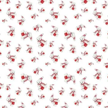 Seamless pattern with a toy bear on a white background. Stock Photos