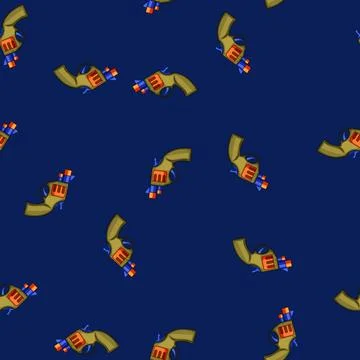 Seamless pattern Toy cap gun playing childhood games object Stock Illustration
