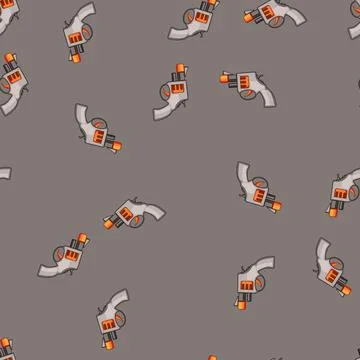 Seamless pattern Toy cap gun revolver for playing childhood games Stock Illustration
