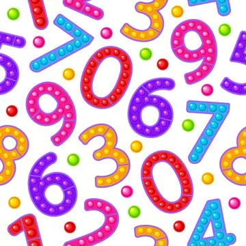 Seamless pattern, toy numbers. Aanti-stress toy for fidget pop it. Stock Illustration