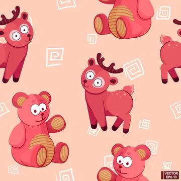 Seamless pattern of toys animals Stock Illustration