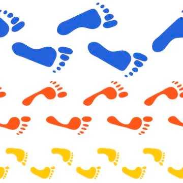 Seamless pattern with traces of different sizes. Traces of people - men, women Stock Illustration