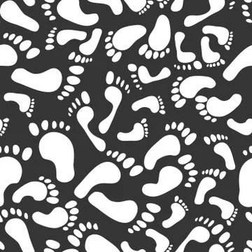 Seamless pattern with traces of different sizes. Traces of people - men, women Stock Illustration