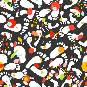 Seamless pattern with traces of different sizes. Traces of people - men, women Stock Illustration