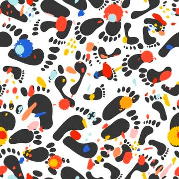 Seamless pattern with traces of different sizes. Traces of people - men, women Illustrazione stock