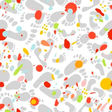 Seamless pattern with traces of different sizes. Traces of people - men, women Stock Illustration
