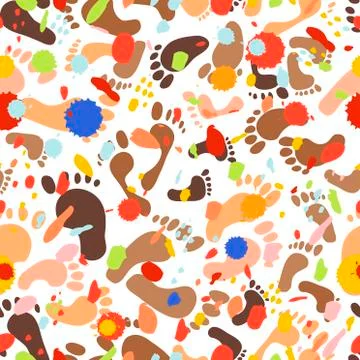 Seamless pattern with traces of different sizes. Traces of people - men, women Stock Illustration