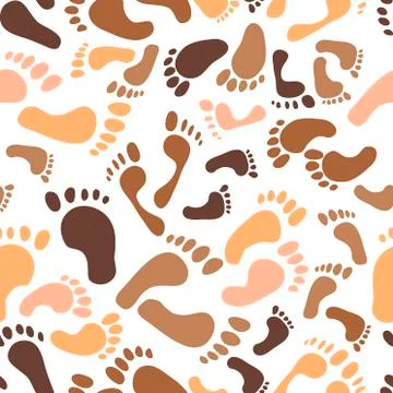 Seamless pattern with traces of people different sizes. Traces of people - men Stock Illustration