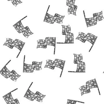 Seamless pattern track flag race sketch hand drawn Illustrazione stock
