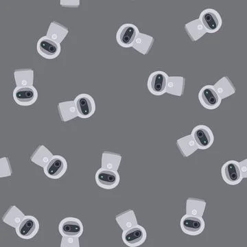 Seamless pattern tracking facial recognition camera cartoon vector イラスト素材