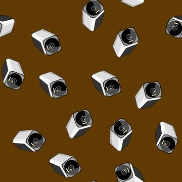 Seamless pattern tracking facial recognition camera cartoon vector Stock Illustration