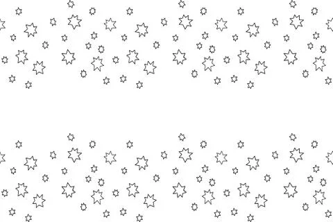 Seamless pattern with tracks clouds clusters lines of contour stars on a whit Stock Illustration