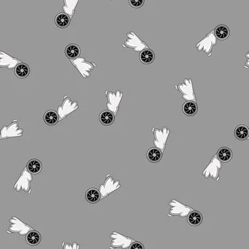 Seamless pattern traction tire smoke cartoon vector Stock Illustration