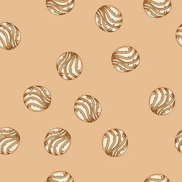 Seamless pattern tradicional mexican conchas cartoon vector Stock Illustration