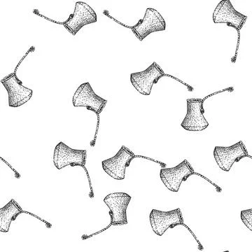 Seamless pattern tradition cezve turkish coffee sketch hand drawn black Stock Illustration