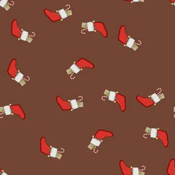 Seamless pattern tradition christmas sock cartoon vector Stock Illustration