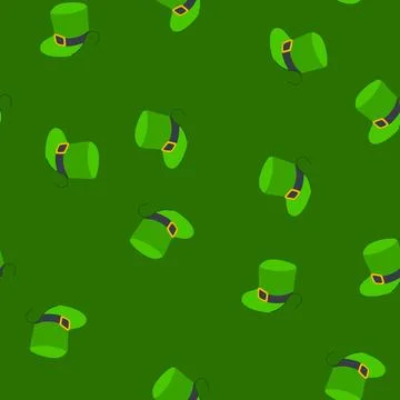 Seamless pattern tradition green hat patrick cartoon vector Stock Illustration