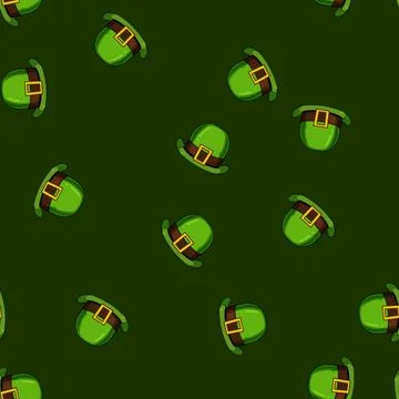 Seamless pattern tradition leprechaun green hat cartoon vector Stock Illustration