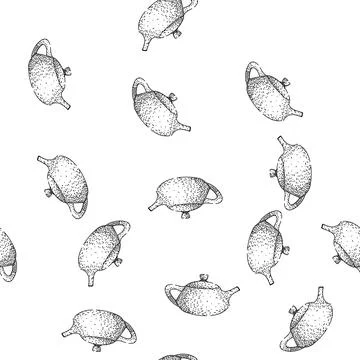 Seamless pattern Traditional chinese teapot hand drawing line art illustratio Stock Illustration