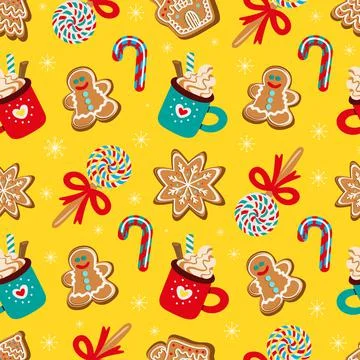 Seamless pattern of traditional Christmas sweets . vector illustration Stock Illustration