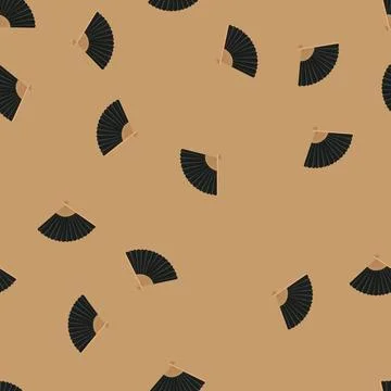 Seamless pattern traditional hand fan folding cartoon vector Stock Illustration