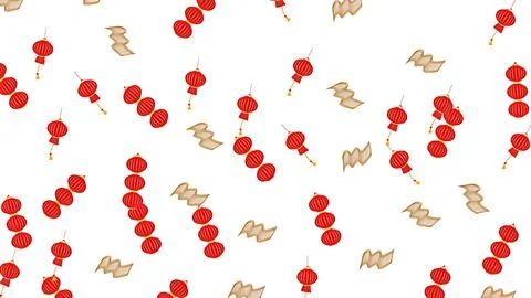 Seamless pattern with traditional Japanese red paper lanterns and scrolls o.. Stock Illustration