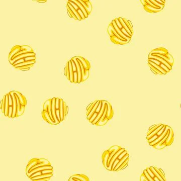 Seamless pattern traditional mexican concha sweet bread flat Illustrazione stock