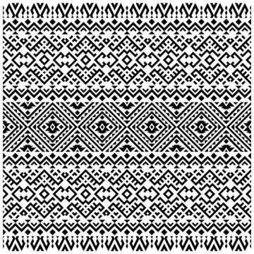 Seamless Pattern traditional motifs design background vector in black and whi Stock Illustration