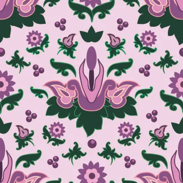 Seamless pattern in traditional oriental style, ornament with exotic flowers Stock Illustration