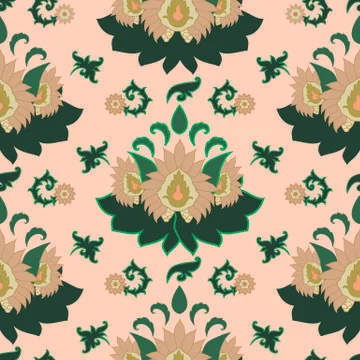 Seamless pattern in traditional oriental style, ornament with exotic flowers Stock Illustration