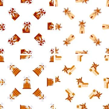 Seamless pattern with traditional windmills generating renewable energy Stock-Illustration
