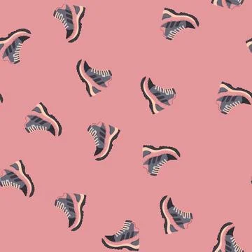Seamless pattern trail hiking boots female cartoon vector Illustrazione stock