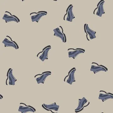 Seamless pattern trail hiking boots male cartoon vector Ilustración de archivo
