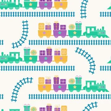 Seamless pattern with train and gift boxes イラスト素材