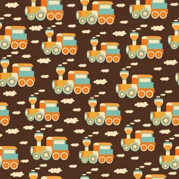 Seamless pattern with train toys Stock Illustration