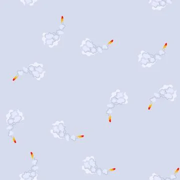 Seamless pattern trajectory rocket smoke trail cartoon vector イラスト素材