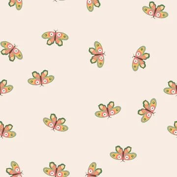 Seamless pattern transformation groovy butterfly cartoon vector Ilustración de archivo