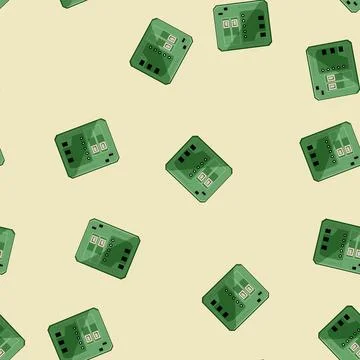 Seamless pattern transistor circuit board cartoon vector 库存插图
