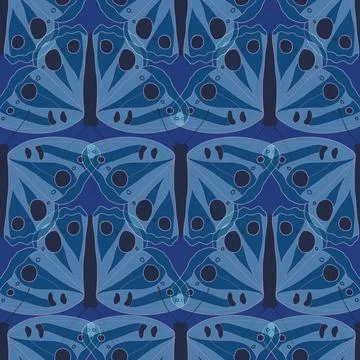 Seamless pattern with translucent blue butterfly design Stock Illustration